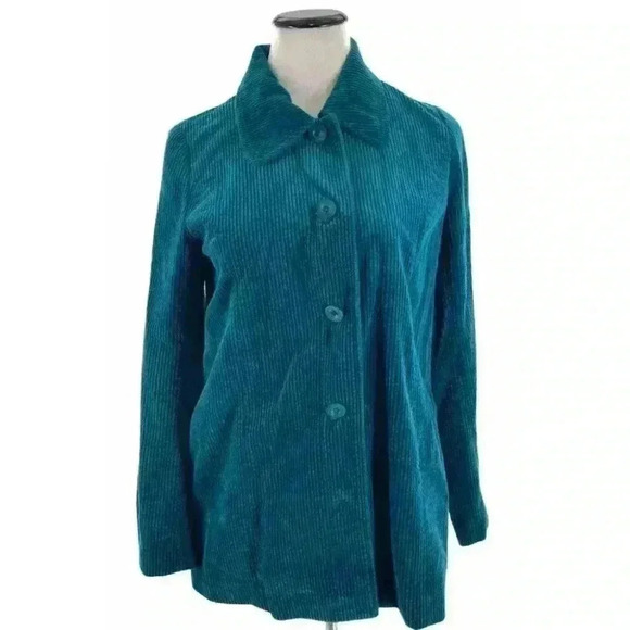 J Jill Aqua Green Corduroy Button Up Long Sleeve Shirt Jacket Womens Size XSmall - Picture 6 of 6